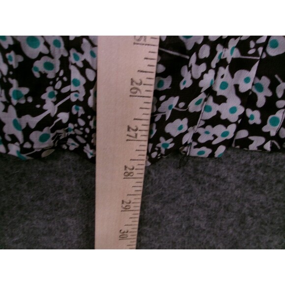 Notations Blouse Womens 1X Black Teal White Floral Short Sleeve Button Flowy - Picture 5 of 10